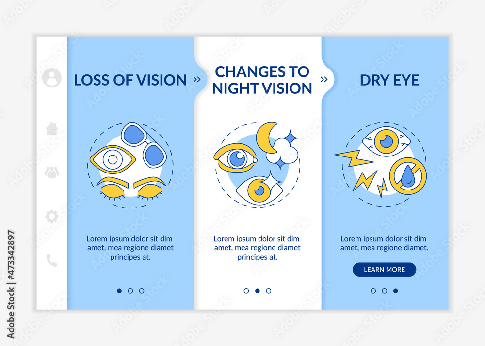 Aufkleber laser surgery for eyesight onboarding vector template. side effects possibility. responsive mobile w