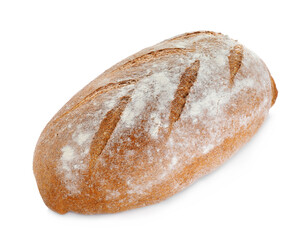 Loaf of tasty wheat sodawater bread isolated on white