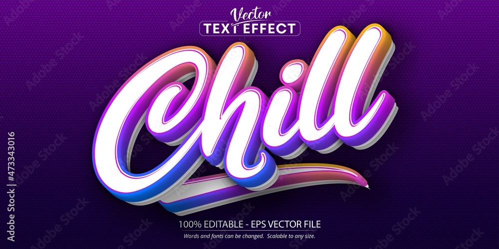 Wall mural chill text effect, minimalistic and colorful editable text style