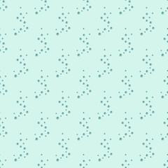 Seamless pattern bubbles on light turquoise background. Abstract texture of soap for any purpose.