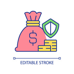 Small business saving protection RGB color icon. Business earnings safety. Financial support of small business. Isolated vector illustration. Simple filled line drawing. Editable stroke