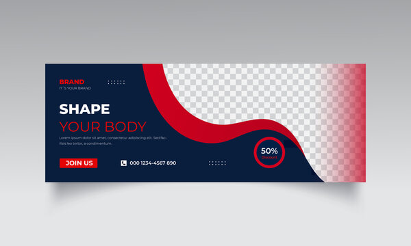 Fitness and gym workout facebook timeline cover or social media web banner