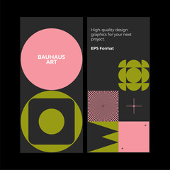 Bauhaus Poster Design Template With Abstract Geometric Shapes