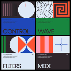 Swiss Poster Design Template With Abstract Geometric Shapes