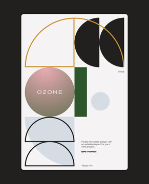 Neomodern Poster Design Layout With Abstract Vector Geometric Shapes