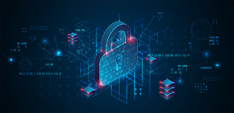 Personal data security Illustrates cyber data or information privacy idea. Color abstract  internet technology.