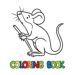 Funny mouse or mice. Animals coloring book