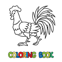 Funny rooster. Farm animals coloring book series