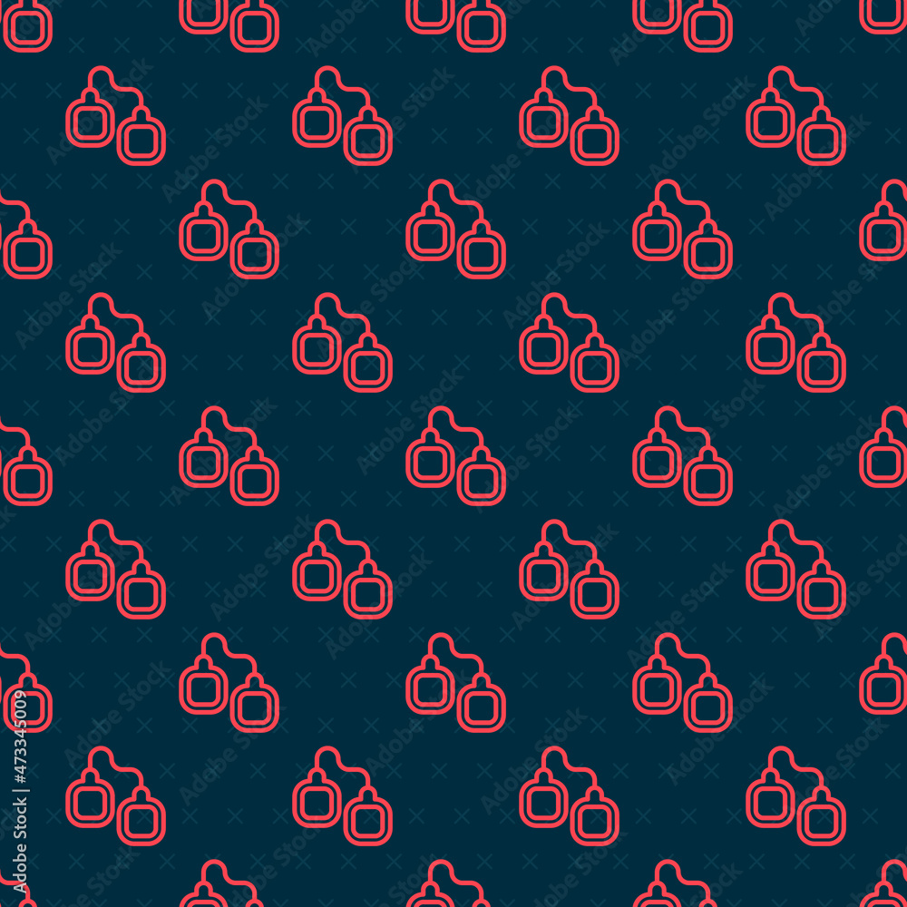 Poster red line handcuffs icon isolated seamless pattern on black background. vector