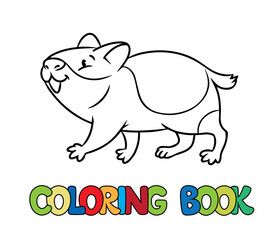 Funny walking hamster. Animal coloring book Vector