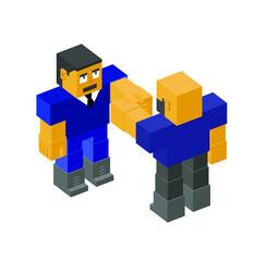 Naklejka premium 3d render of a model of blocks