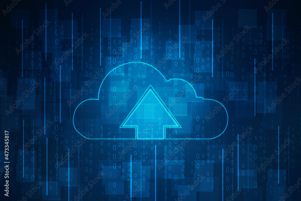 Poster 3d rendering cloud with uploading downloading arrow