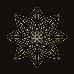 Obraz premium A gold line cross vector on a black background