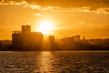 sunset over the city