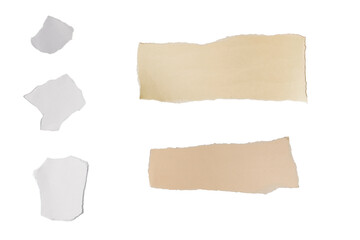 Empty white paper pieces isolated.