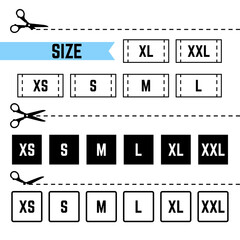 Clothing sizes labels Symbols XS, S, M, L, XL, XXL - 473348632