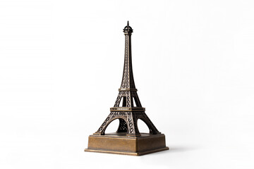 Bronze maket of eiffel tower souvenir from Paris white background