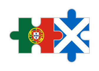puzzle pieces of portugal and scotland flags. vector illustration isolated on white background