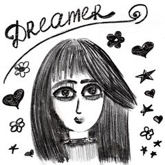 black&white girl dreamer 