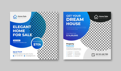 Real Estate Instagram Social Media Post Web Banner Set Design Template