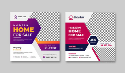 Real Estate Instagram Social Media Post Web Banner Set Design Template