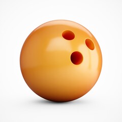 3D rendering Orange Bowling ball over a white background