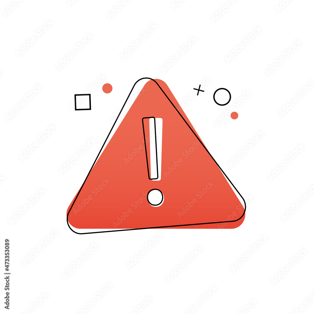 Poster caution alarm, danger sign collection. attention icon with geometric shapes on white background. red