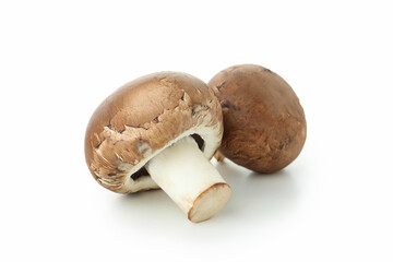 Tasty champignons mushrooms isolated on white background