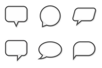 Talk bubble speech icon set. Blank empty bubbles silhouette. Chat on line vector design elements.