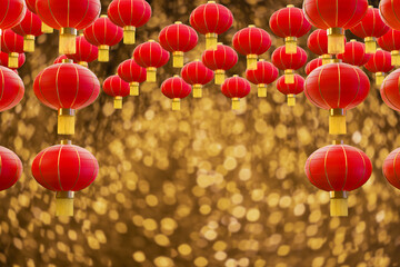 Fototapeta na wymiar Chinese new year lantern on lighting bokeh background , 3D rendering.