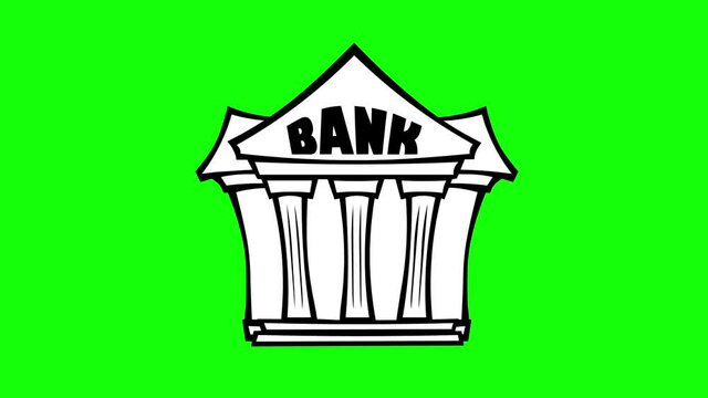 A bank house colapses into the rubble.
Two animations,one with the title 
,,debts,, on the end.