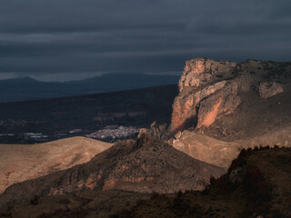 Rock canyon in the mountain, viguera la rioja Spain diciembre 2021 