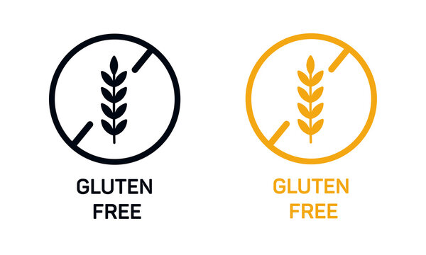 Gluten free label vector icons set. No wheat symbols templates design for gluten free food package or dietetic product nutrition sign. Vector