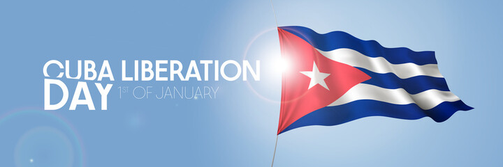 Naklejka premium Cuba liberation day greeting card, banner with template text vector illustration