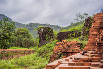 Temple ruin of the My Son complex, Vietnam. Vietnam opens to tourists again after quarantine Coronovirus COVID 19