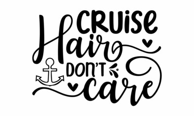Fototapeta premium Cruise hair don't care, Calligraphy graphic design element, Label vector illustration, Logo with flying aircraft, Design template celebration, Vector illustration