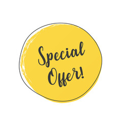 Special offer grunge style yellow colored on white background. Banner sale tag. Market special offer discount label. Vector