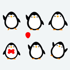 Pinguin in love cartoon with red color vector illustration