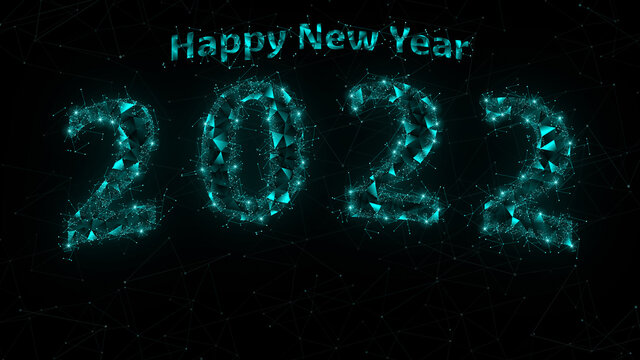 Happy New Year 2022. 8K plexus new year card with space for name and/or logo