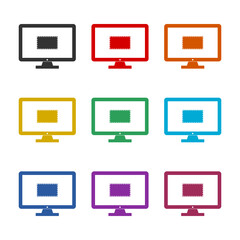 Envelope on the monitor icon isolated on white background, color set