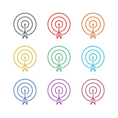 Target sport icon isolated on white background, color set