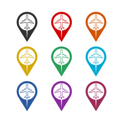 Travel and tour logo isolated on white background, color set