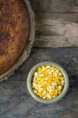 corn flour bread or cake on table