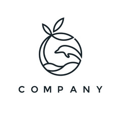 Line art tropical dolphin logo vector for your company or business