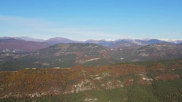 Aerial fly over of the area surounding the village of Sigale on the route from Gillette in the Alpe Maritimes