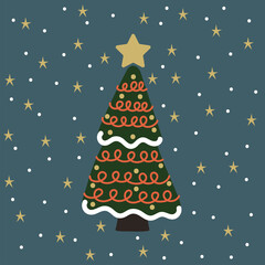 Christma tree sticher card