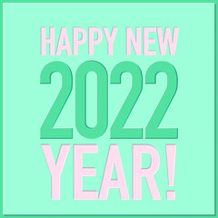 New year card 2022 in paper cut aut style. The color can be changed.