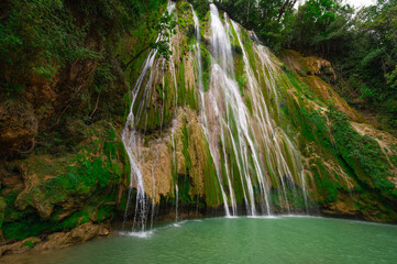 beautiful waterfall el lemon Dominican Republic - obrazy, fototapety, plakaty