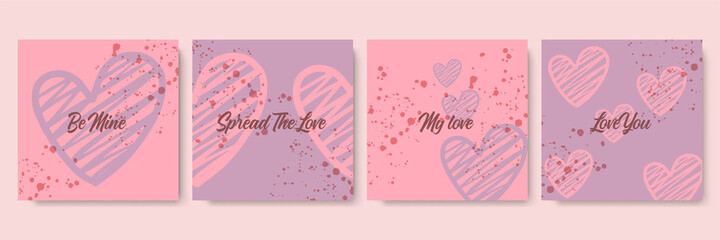Love valentine's greeting cards with hand drawn concept. Design for special days, women's day, valentine's day, birthday, mother's day, father's day, Christmas, wedding, and event celebrations.