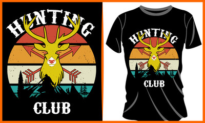 Hunting Typography Vector illustration and colorful design. Hunting Typography Vector t-shirt design in the black background. Graphics for the print products, t-shirt, vintage sports apparel.